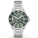 Emporio Armani Diver Automatic Green Dial Silver Steel Strap Watch For Men - AR60061